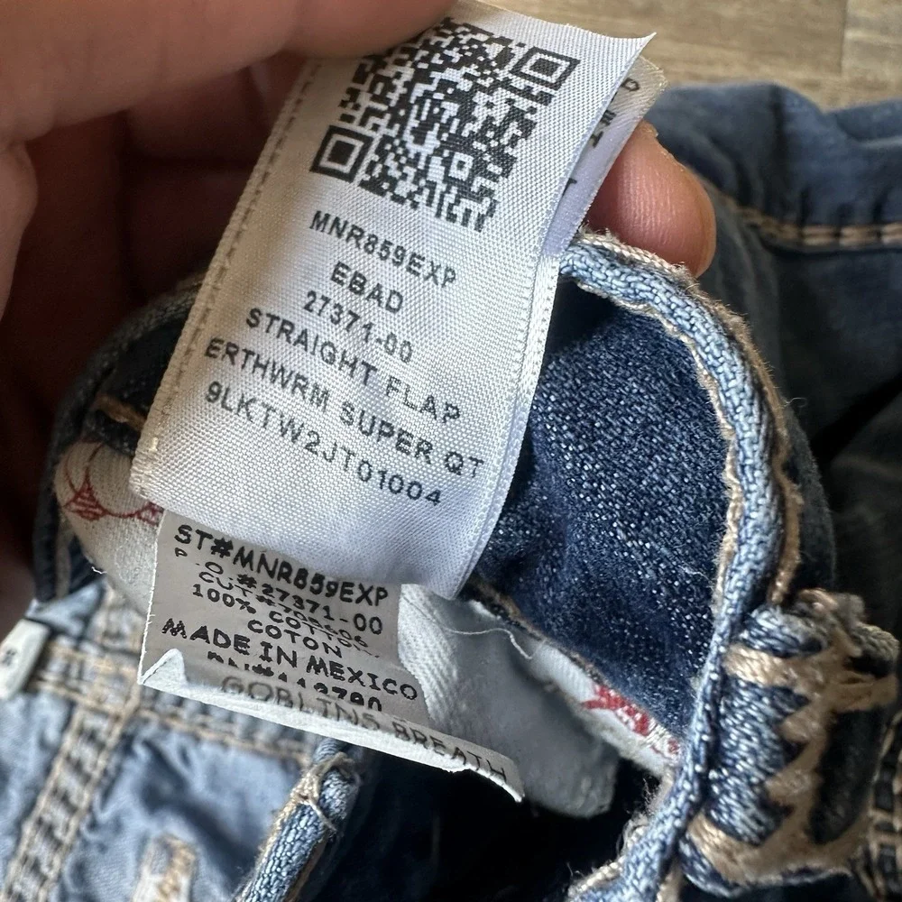 True Religion Men's Blue Ricky Super QT‎ Jeans Mb3 Thick Stitch Semetary Keef